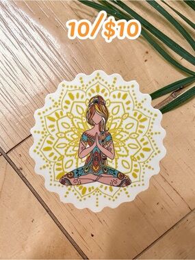 Meditation Mandala Sticker – Yoga Girl Vinyl Decal | Spiritual Boho Aesthetic